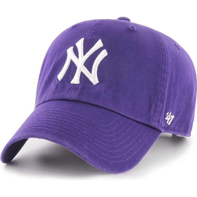 gorra-curva-violeta-ajustable-clean-up-no-loop-label-de-new-york-yankees-mlb-de-47-brand gorra-curva-violeta-ajustable-clean-up-no-loop-label-de-new-york-yankees-mlb-de-47-brand