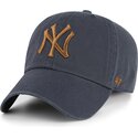 gorra-curva-gris-ajustable-con-logo-marron-clean-up-contrast-vintage-navy-de-new-york-yankees-mlb-de-47-brand