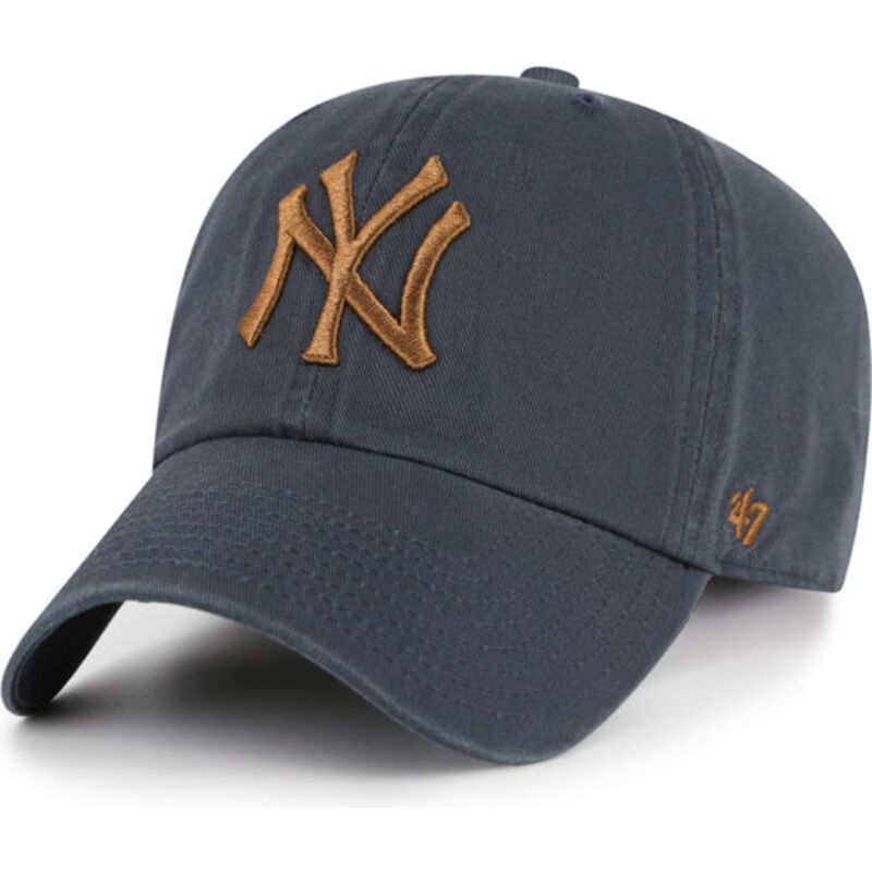 gorra-curva-gris-ajustable-con-logo-marron-clean-up-contrast-vintage-navy-de-new-york-yankees-mlb-de-47-brand gorra-curva-gris-ajustable-con-logo-marron-clean-up-contrast-vintage-navy-de-new-york-yankees-mlb-de-47-brand