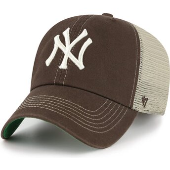 Gorra trucker marrón oscuro Clean Up Trawler de New York Yankees MLB de 47 Brand