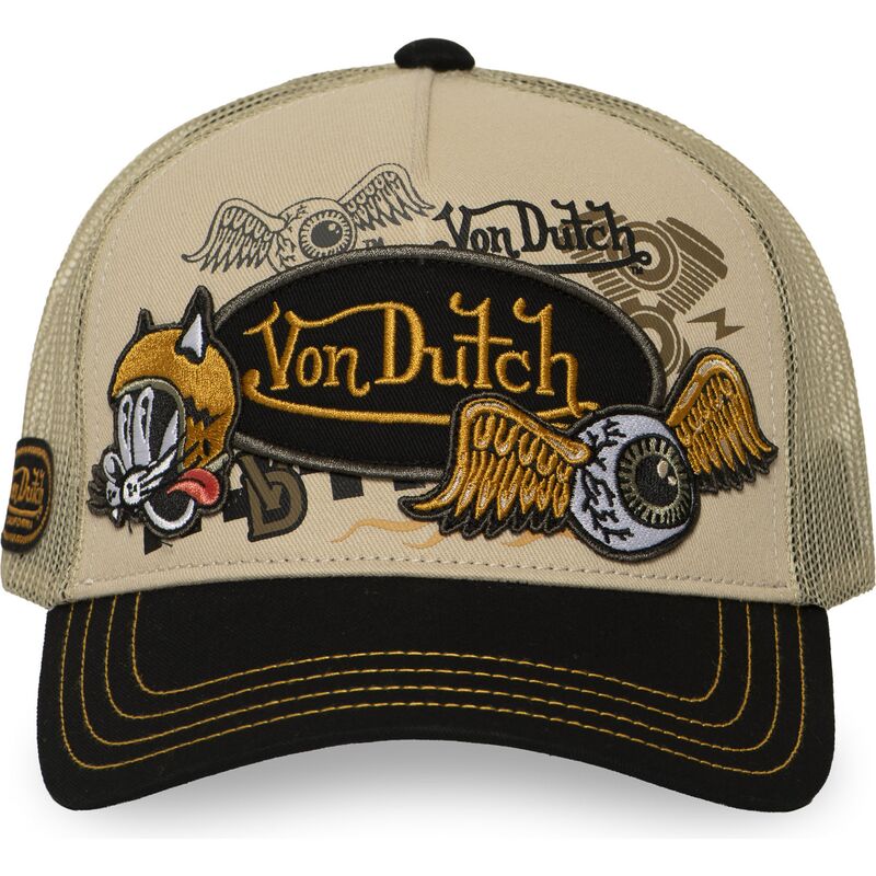 gorra-trucker-beige-y-negra-patches19-de-von-dutch gorra-trucker-beige-y-negra-patches19-de-von-dutch