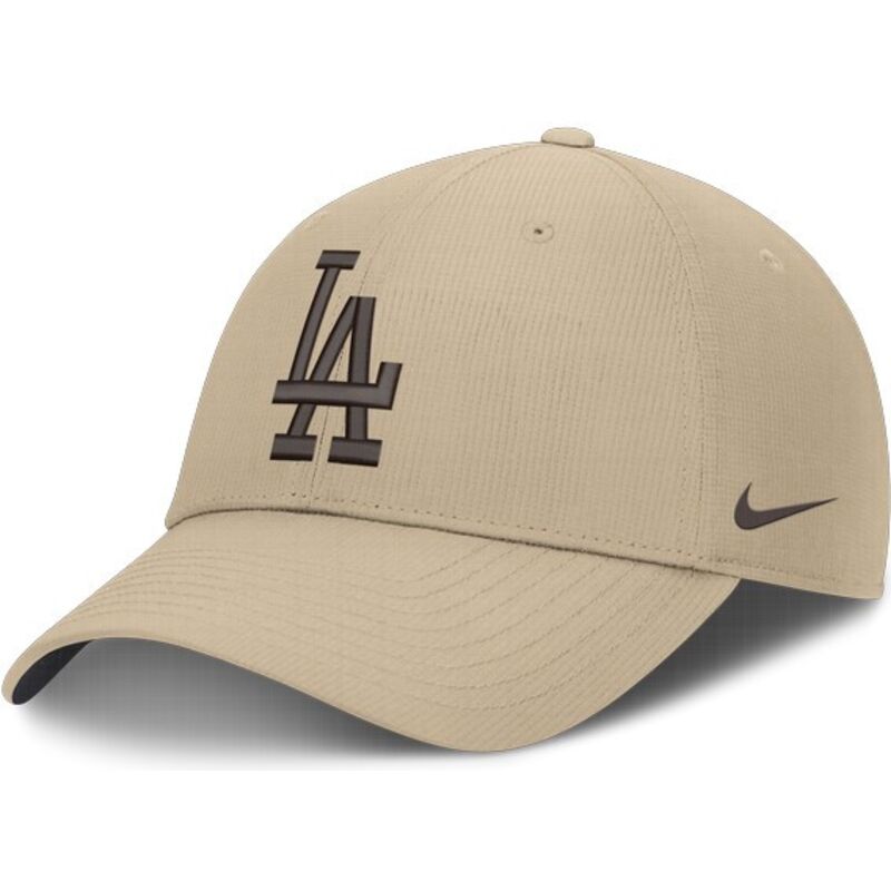 gorra-curva-beige-ajustable-con-logo-marron-club-structured-uv-poly-ripstop-de-los-angeles-dodgers-mlb-de-nike