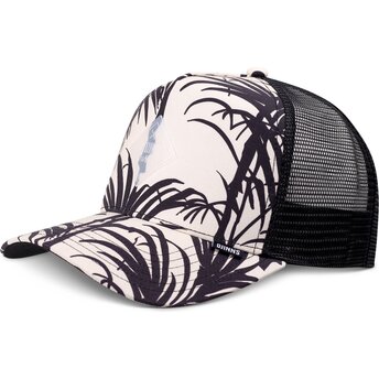 Gorra trucker negra y beige HFT Allover Palm de Djinns
