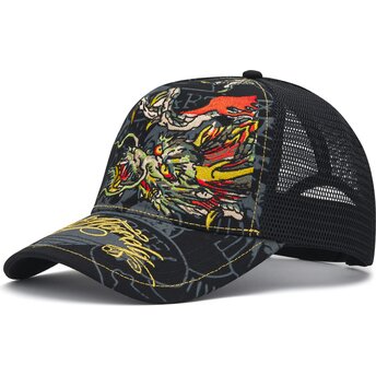 Gorra trucker negra Crawling Dragon de Ed Hardy