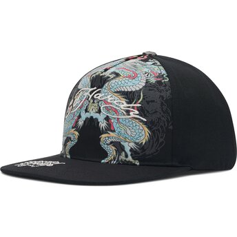 Gorra plana negra snapback Battle Dragon de Ed Hardy