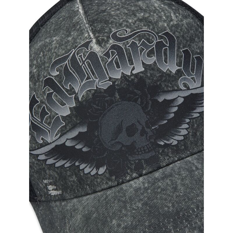 gorra-trucker-gris-flaming-gothic-skull-washed-de-ed-hardy
