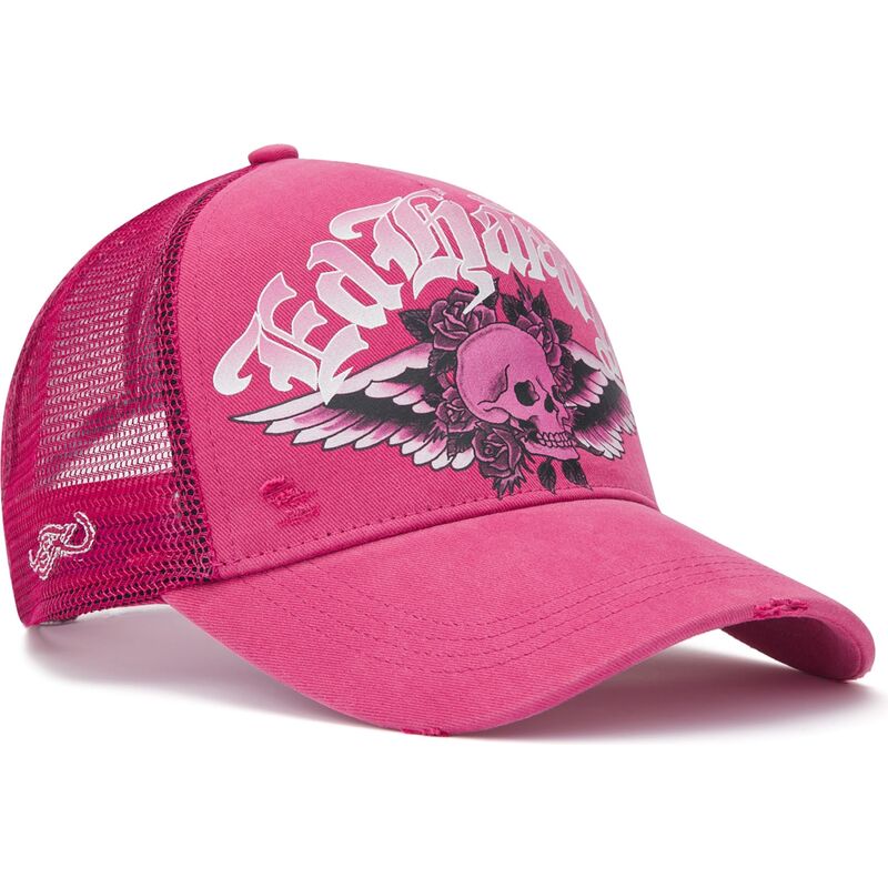 gorra-trucker-rosa-flaming-gothic-skull-washed-de-ed-hardy