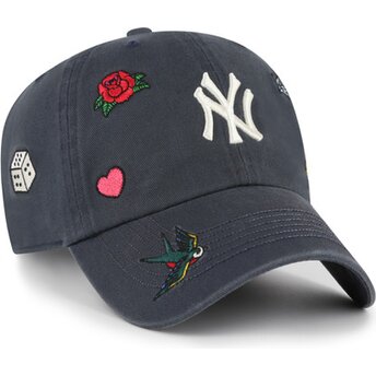Gorra curva azul marino ajustable Clean Up Multi Scatter de New York Yankees MLB de 47 Brand