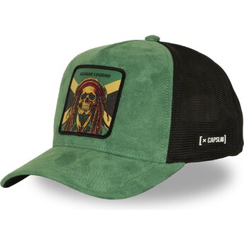 Gorra trucker verde y negra Bob Marley Reggae Legend STA1 REG Famous de Capslab