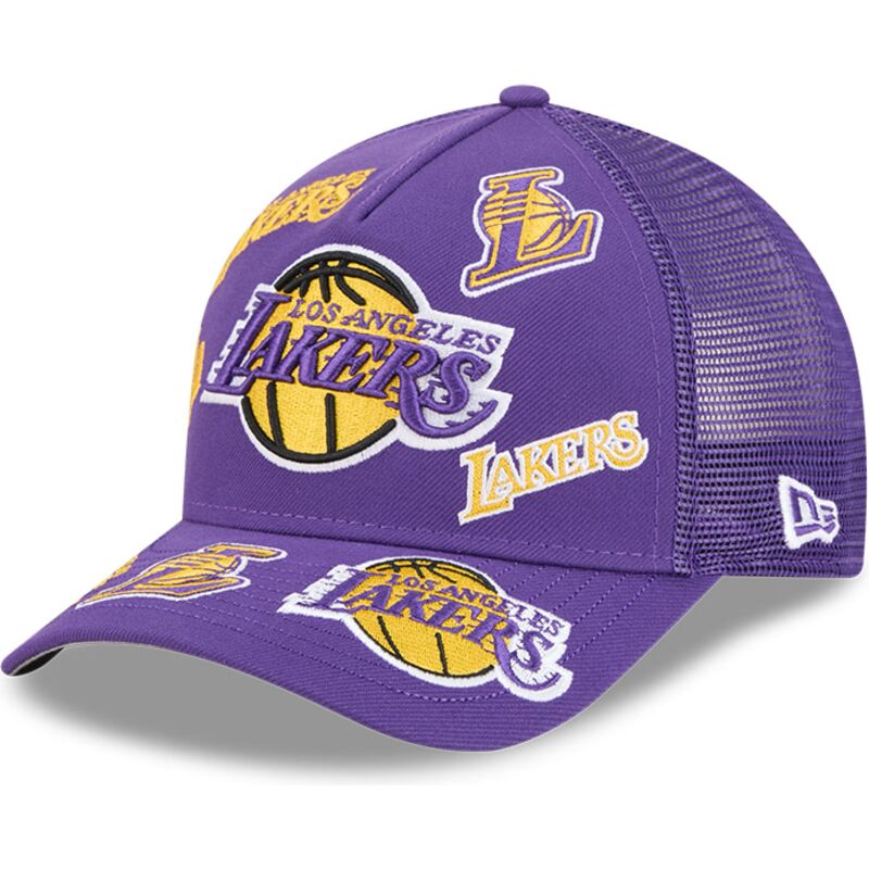 gorra-trucker-violeta-9forty-m-crown-a-frame-all-over-de-los-angeles-lakers-nba-de-new-era