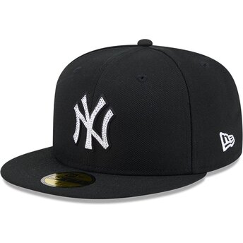 Gorra plana negra ajustada 59FIFTY Rhinestone Badge de New York Yankees MLB de New Era