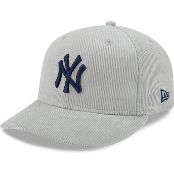 Gorra curva gris ajustada con logo azul marino 59FIFTY Cord de New York Yankees MLB de New Era
