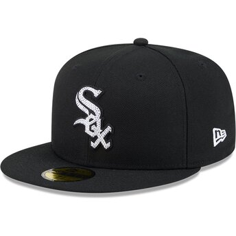 Gorra plana negra ajustada 59FIFTY Rhinestone Badge de Chicago White Sox MLB de New Era