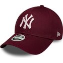 gorra-curva-roja-ajustable-para-mujer-con-logo-rosa-9forty-metallic-logo-de-new-york-yankees-mlb-de-new-era