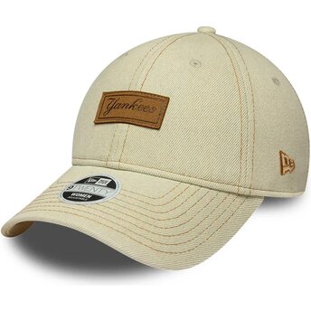 Gorra curva beige ajustable con logo marrón 9TWENTY Denim de New York Yankees MLB de New Era