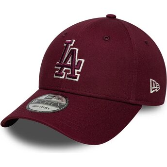 Gorra curva granate ajustable con logo granate 9FORTY Team Outline de Los Angeles Dodgers MLB de New Era