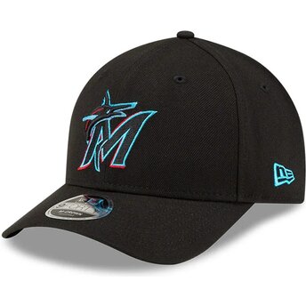 Gorra curva negra snapback 9FORTY M-Crown Player Replica de Miami Marlins MLB de New Era