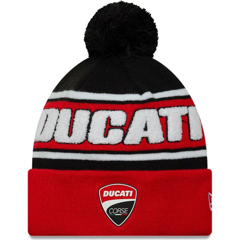gorro-con-pompon-rojo-y-negro-sports-knit-de-ducati-motor-motogp-de-new-era