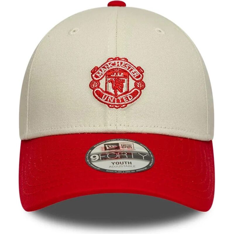 gorra-curva-beige-y-roja-ajustable-para-nino-9forty-contrast-de-manchester-united-football-club-premier-league-de-new-era