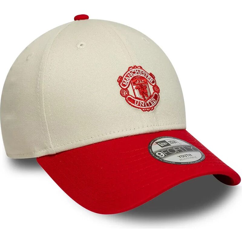 gorra-curva-beige-y-roja-ajustable-para-nino-9forty-contrast-de-manchester-united-football-club-premier-league-de-new-era