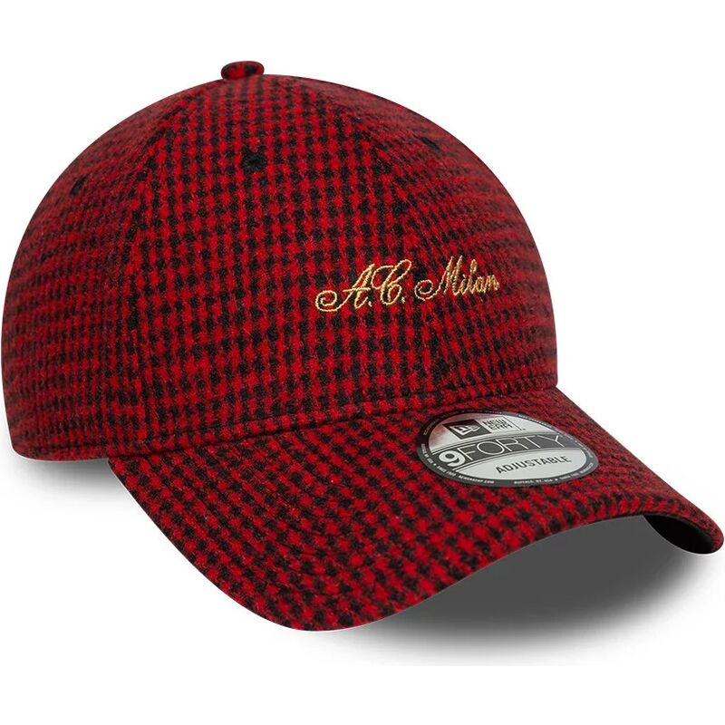 gorra-curva-roja-ajustable-9forty-houndstooth-de-ac-milan-serie-a-de-new-era gorra-curva-roja-ajustable-9forty-houndstooth-de-ac-milan-serie-a-de-new-era