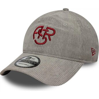 Gorra curva gris ajustable con logo rojo 9TWENTY Fleck Cord de Associazione Sportiva Roma Serie A de New Era