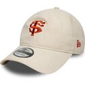 gorra-curva-beige-ajustable-con-logo-rojo-9twenty-faux-suede-de-stade-toulousain-top-14-de-new-era