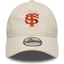 gorra-curva-beige-ajustable-con-logo-rojo-9twenty-faux-suede-de-stade-toulousain-top-14-de-new-era