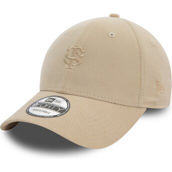 Gorra curva beige ajustable con logo beige 9FORTY Baby Cord de Stade Toulousain Top 14 de New Era