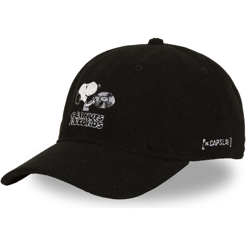 gorra-curva-negra-ajustable-snoopy-pea8-rec-peanuts-records-de-capslab