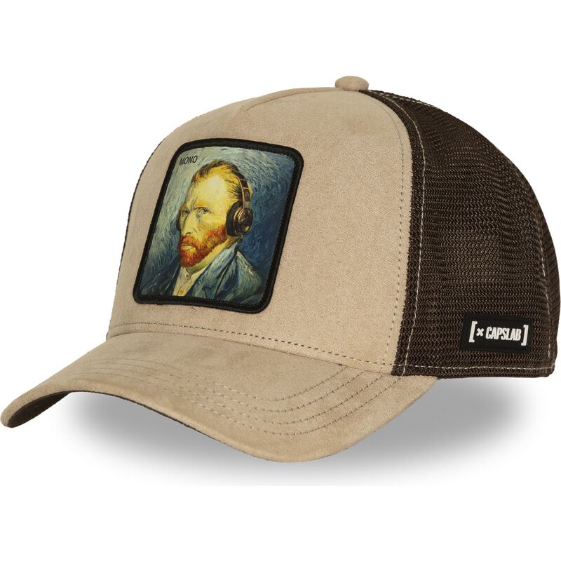 gorra-trucker-beige-y-marron-vincent-van-gogh-art1-mono-famous-de-capslab
