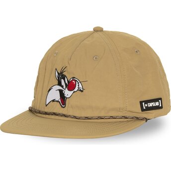 Gorra plana beige snapback Silvestre LOO13 GOOB Looney Tunes de Capslab