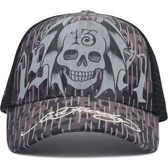 Gorra trucker negra 13 Skull de Ed Hardy