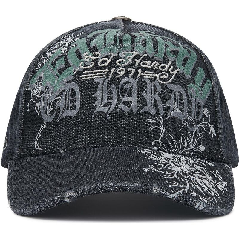 gorra-curva-negra-ajustable-distressed-floral-gothic-de-ed-hardy