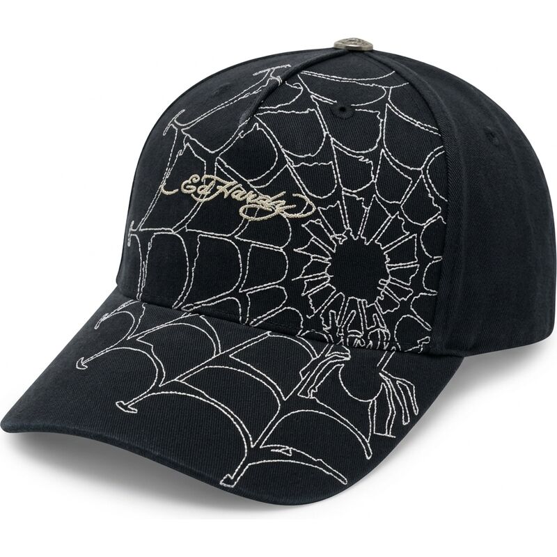 gorra-curva-negra-y-blanca-ajustable-spiderweb-de-ed-hardy