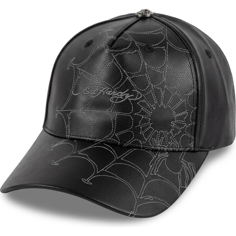 gorra-curva-negra-ajustable-spiderweb-pu-leather-de-ed-hardy