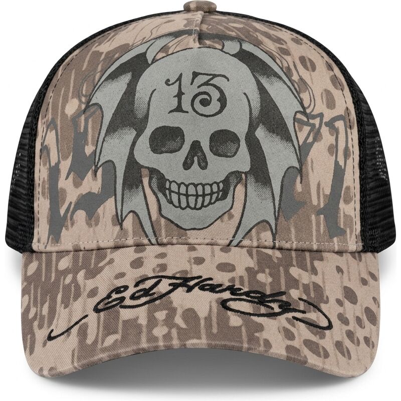 gorra-trucker-gris-y-negra-13-skull-de-ed-hardy