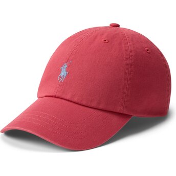 Gorra curva roja ajustable con logo gris Cotton Chino Classic Sport de Polo Ralph Lauren