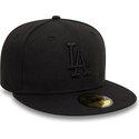 gorra-plana-negra-ajustada-con-logo-negro-59fifty-league-essential-de-los-angeles-dodgers-mlb-de-new-era