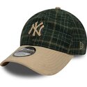 gorra-curva-verde-y-beige-ajustable-9twenty-mix-check-de-new-york-yankees-mlb-de-new-era