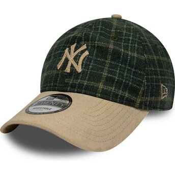 Gorra curva verde y beige ajustable 9TWENTY Mix Check de New York Yankees MLB de New Era