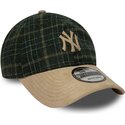 gorra-curva-verde-y-beige-ajustable-9twenty-mix-check-de-new-york-yankees-mlb-de-new-era