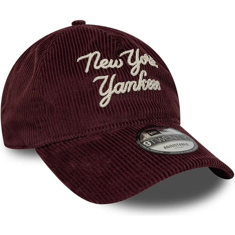 gorra-curva-granate-ajustable-9twenty-a-frame-cord-script-de-new-york-yankees-mlb-de-new-era