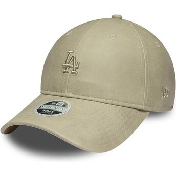 Gorra curva beige ajustable para mujer con logo beige 9TWENTY Washed PU de Los Angeles Dodgers MLB de New Era