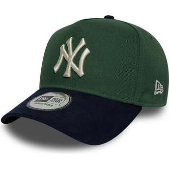 Gorra curva verde y azul marino snapback E Frame Suede Visor de New York Yankees MLB de New Era