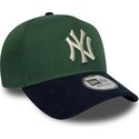 gorra-curva-verde-y-azul-marino-snapback-e-frame-suede-visor-de-new-york-yankees-mlb-de-new-era