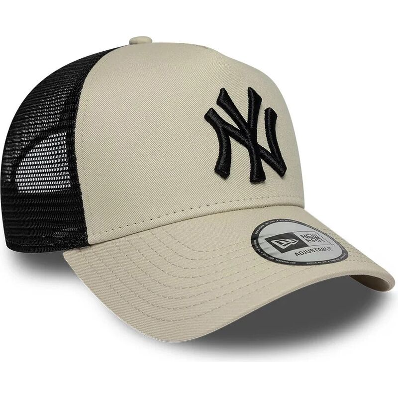 gorra-trucker-beige-y-negra-con-logo-negro-a-frame-league-essential-de-new-york-yankees-mlb-de-new-era