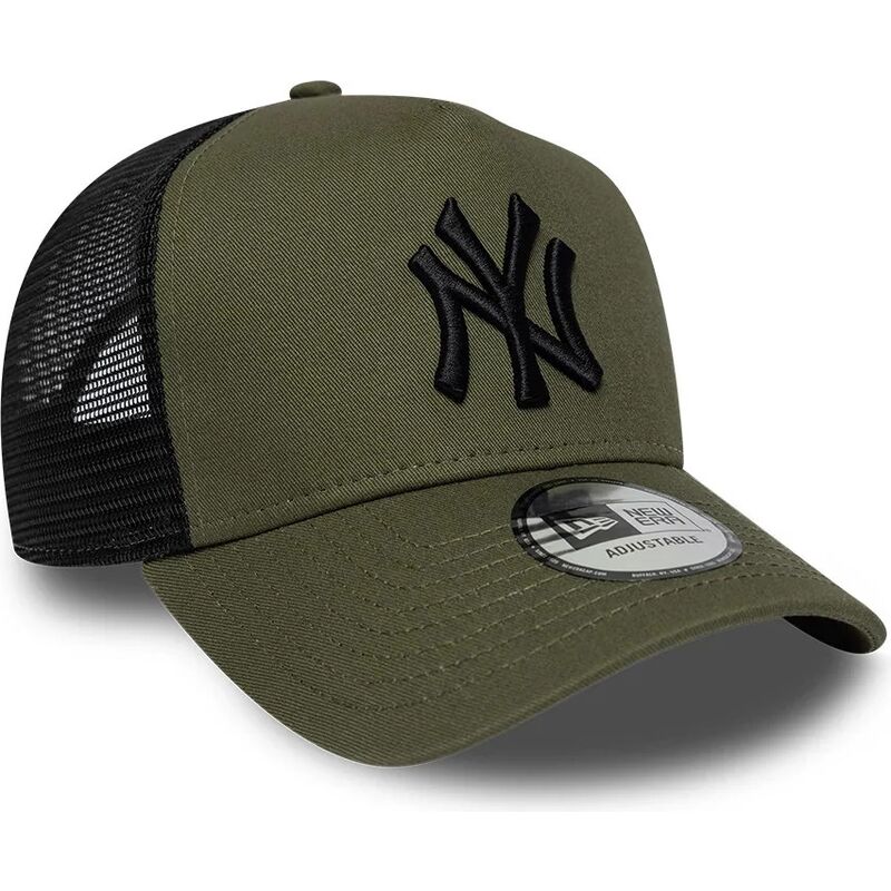 gorra-trucker-verde-y-negra-con-logo-negro-a-frame-league-essential-de-new-york-yankees-mlb-de-new-era