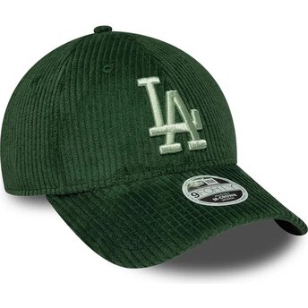 Gorra curva verde snapback para mujer con logo verde 9FORTY M-Crown Chunky Cord de Los Angeles Dodgers MLB de New Era