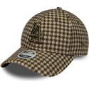 gorra-curva-verde-y-marron-ajustable-para-mujer-9forty-m-crown-houndstooth-de-los-angeles-dodgers-mlb-de-new-era